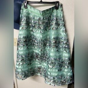 Anthropologie Maeve Green watercolor Floral A-Line Skirt